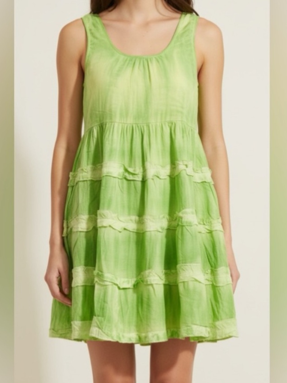 RAGA Neon Green tiered mini dress size L NWT $200 MSRP